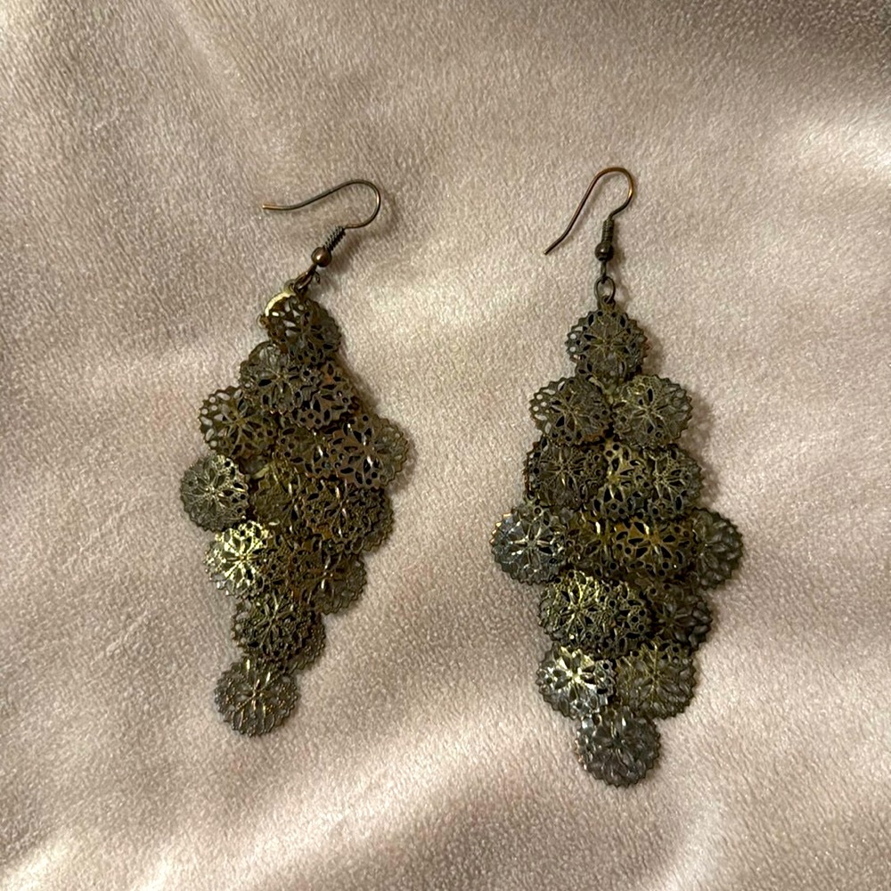 Sparkly Bronze Costume Earrings